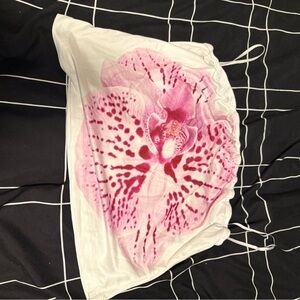 White and Pink Floral Crop Tube Top